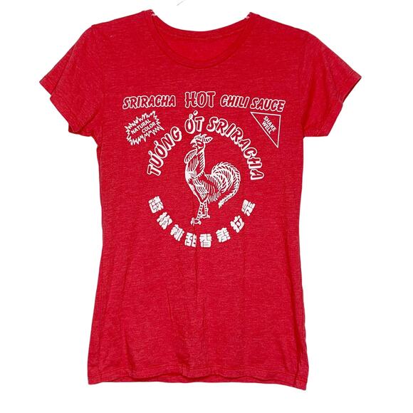 SRIRACHA Hot Chili Sauce Graphic T-Shirt Crew Neck Short Sleeve Slim Fit Red XS - Picture 3 of 5
